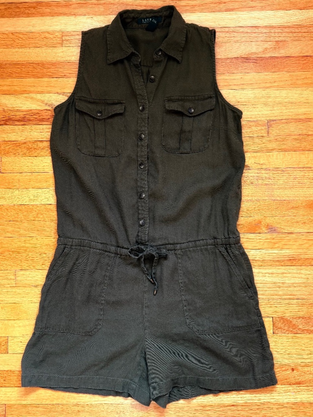 🖤 Lauren Ralph Lauren Khaki Linen Blend Romper